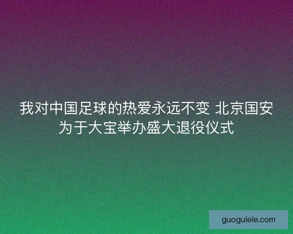 我对中国足球的热爱永远不变 北京国安为于大宝举办盛大退役仪式